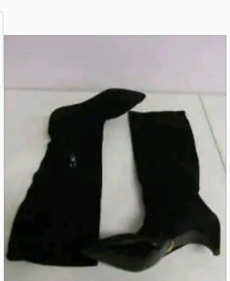 Prada Suede Knee High Boots Black 37.5 NWOB $1,300+ - Image 1 of 4