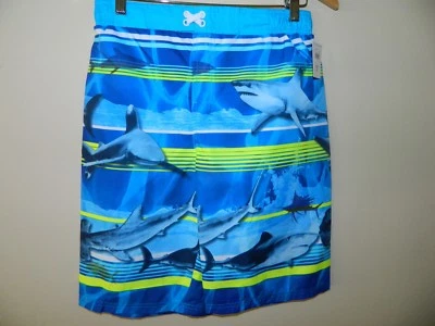 OCEAN PACIFIC Boys Swim Trunks/Shorts Sz 2XL (18) Shark Blue/Cyan Yellow ~ NWT - Image 1 of 4