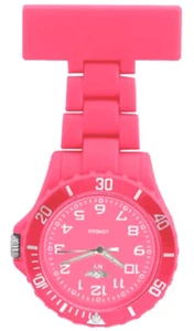 NY LONDON Rubberised pink colour nurse doctors paramedic tunic brooch fob watch - Picture 1 of 1