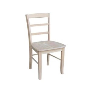 Set of 2 Unfinished Dining Chairs Madrid Ladderback Solid Wood Ready to Finish - Picture 1 of 12