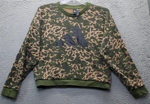 adidas Sweatshirt Youth Medium Multi Crop Camo Print Ribbed Hem & Cuff Big Logo - Picture 1 of 7