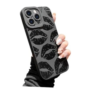 Case for Women Girls Cute Lip Pattern Design Soft iPhone 14 Pro Max Black - Picture 1 of 7