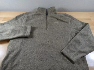 The North Face Men's Tan Beige Fleece Quarter Zip Pullover Sweatshirt XL - Picture 1 of 7