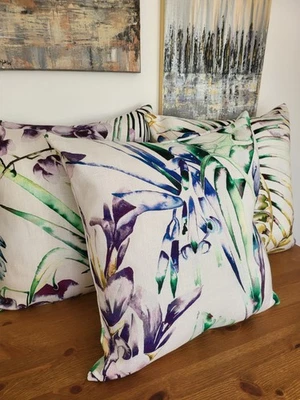 Set Of 3 New, Handmade Cushion Covers In Harlequin Paradise Fabric 45cm - Image 1 of 4