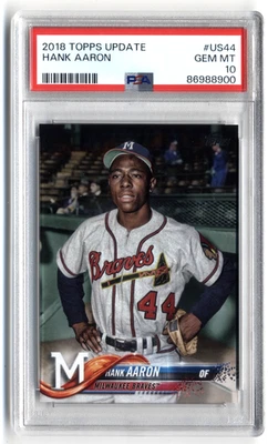 Actualización Topps 2018 Hank Aaron Milwaukee Braves #US44 SP variación de foto PSA 10 Foto 1 de 2