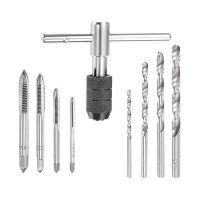 9Pack Adjustable T-Handle Tap Wrench Set M3-M6 Thread Taps 2.5-5.2mm Twist Drill - Image 1 of 4