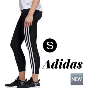 Adidas Women's 7/8 High Waist 3-Stripe Active Tight Leggings in black - SMALL - Picture 1 of 15