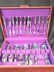 Luxury Random Rose Stainless Flatware International Silver 1967 Service for 12 - Picture 1 of 23