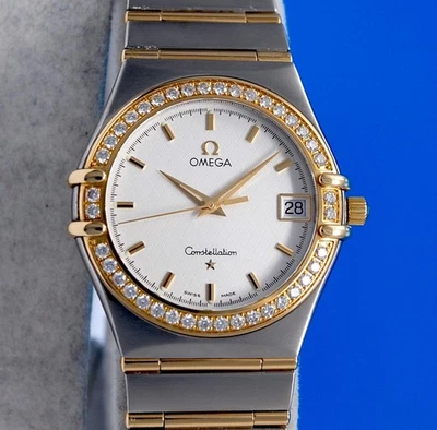 Mens Omega Constellation 18K Gold SS Watch Silver Dial - Diamond Bezel - 1217.30 - Image 1 of 4