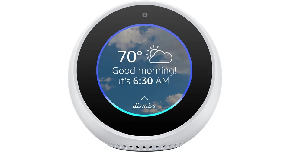 Amazon Echo Spot Smart Alarm Clock with Alexa - White (/RT6-23637-23-003416-0... - Image 1 of 1