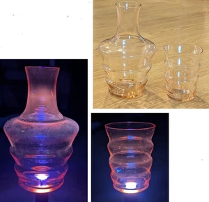 Selenium Dunbar Glass Co Pink Tumble Up Set Bedside Carafe Decanter & Tumbler - Picture 1 of 16