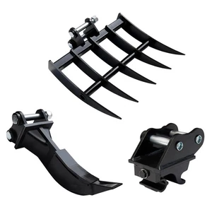 Schnellwechselkupplung, Minibagger Rechen, Reißzahn für 0,8–1,8-Tonnen-Bagger - Bild 1 von 6