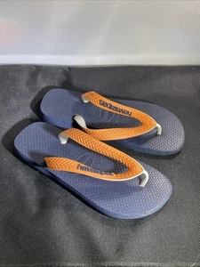 Havaianas Kids 29-30 Logo Blue Orange Rubber Child Flip Flops Sandals Beach Play - Picture 1 of 6