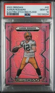 2022 Panini Obsidian Aaron Rodgers Electric Etch Red Flood /29 #42 PSA 10 - Picture 1 of 2