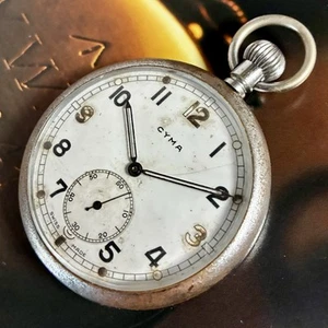 CYMA WWII Vintage British Military Broad Arrow Pocket Stop Watch Swiss Brilliant - Picture 1 of 11