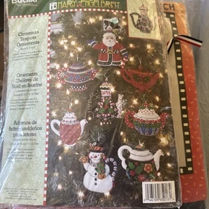 Bucilla Mary Engelbreit Christmas Teapots Ornaments Kit #85018 Sealed 8 Retired - Picture 1 of 9