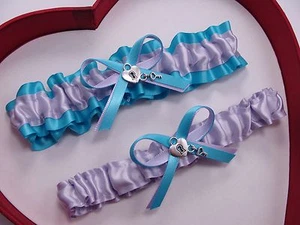 NEW Gorgeous Lavender Turquoise Wedding Garter Prom Homecoming GetTheGoodStuff - Picture 1 of 2