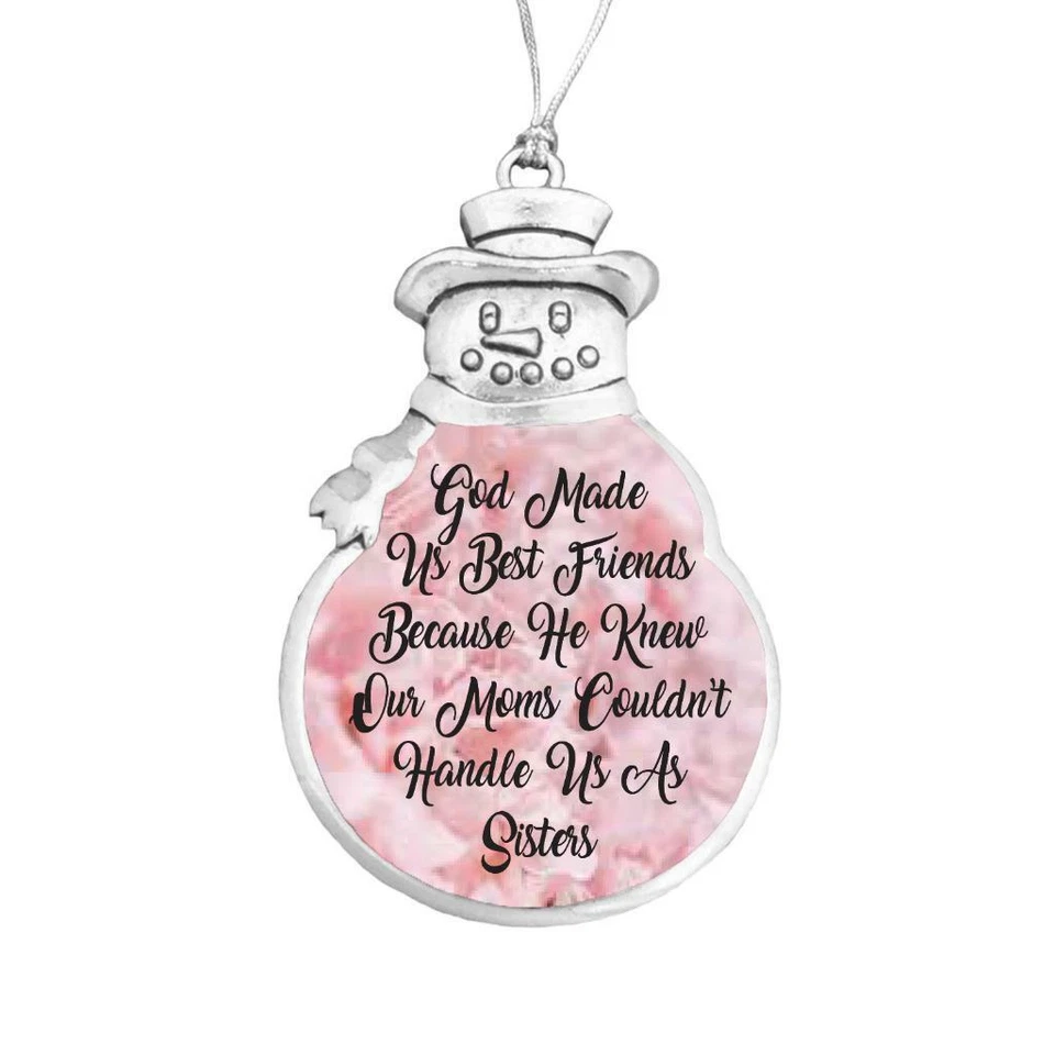 Best Friends Muñeco de Nieve Adorno de Navidad Plateado Metal Regalo Recuerdo Rosa Foto 1 de 1