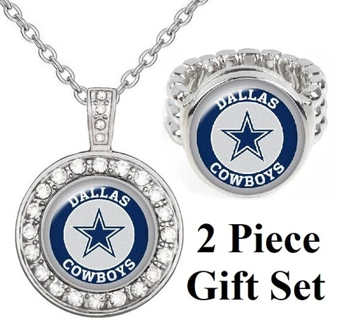 Special Dallas Cowboys Gift Set Womens 925 Sterling Silver Necklace, Ring D2D18 Cover