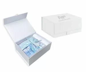 Scatola personalizzata nuova regalo bimbo bimbo ricordo personalizzata set 7 pezzi e coperta blu - Foto 1 di 1