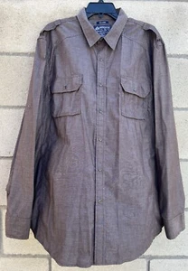 American Rag Snap Up Shirt Men’s XX-L Roll Tab Sleeve Casual Cotton Blend Brown - Picture 1 of 4