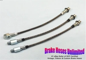 STAINLESS BRAKE HOSE SET Pontiac Bonneville 1969 1970 - Drum - Picture 1 of 1