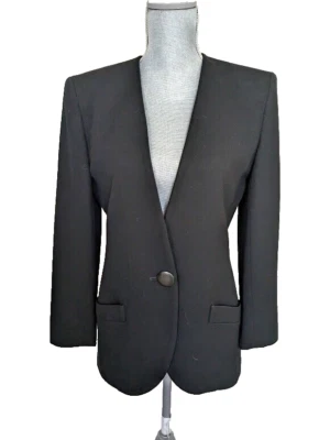 Traje Falda Christian Dior Negro Lana Mono Pecho, 6, Nuevo, Vintage Foto 1 de 4