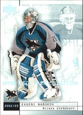 2002-03 UD Mask Collection Hockey Card #72 Evgeni Nabokov/Miikka Kiprusoff