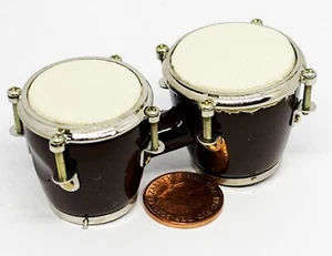 Casa de Muñecas Bongo Tambores Par Miniatura Instrumento Musical Muebles Tumdee - Imagen 1 de 7