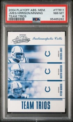 2004 ABSOLUTE PEYTON MANNING/HARRISON/JAMES TEAM TRIOS #/500 *GRADED PSA NM-MT 8 - Image 1 of 2