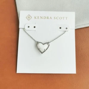 Kendra Scott Ari Heart Silver Ivory Mother--Pearl Pendant Necklace Jewelry - Picture 1 of 3