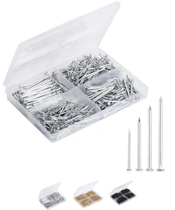 - Nail Assortment Kit, 600 Pcs, 4 Sizes, Silver, Small Nails for Hanging Picture - Picture 1 of 12
