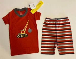 NWT Gymboree 5 5T Construction Sleepwear Orange Wrecking Ball Shortie Pajama Set - Picture 1 of 1