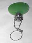 Antique Perfume Scent Bottle Green Jade Colour Sterling Silver Bird Top & Chain 