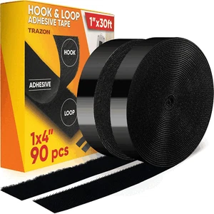 Hook and Loop Tape Roll with Heavy Duty Adhesive Industrial Strength 1 in x30 ft - Picture 1 of 7