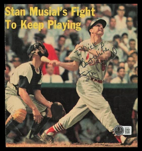 Stan Musial Auto 8x8 Magazine Page St. Louis Cardinals "To Dick" Beckett BM37526 - Picture 1 of 3