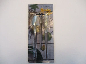Vtg 3 pc Set Shovel Rake Spade Wood Handle Metal Head Mini Garden Tools NIP New - Picture 1 of 8
