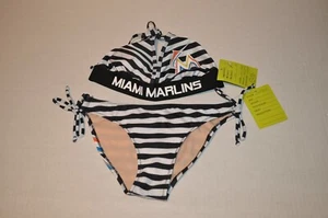 Miami Marlins WOMEN'S BikiniBlack/White Striped 2 piece GIII Sample Size Small - Picture 1 of 12