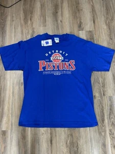 Vintage Detroit Pistons Shirt Size X-Large Blue NBA Basketball Brand New Tags - Picture 1 of 5
