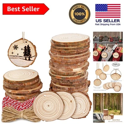 50 rebanadas de madera naturales sin terminar para manualidades hágalo usted mismo - adornos rústicos de hasta 2,8" Foto 1 de 4