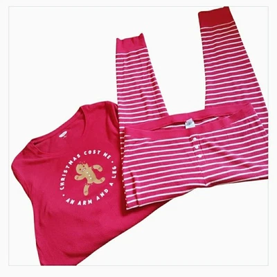 Old Navy Holiday Christmas Pajama Set XXL Waffle Knit Long John Long Sleeve Red - Image 1 of 4