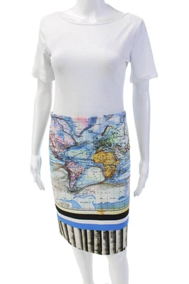 Женская юбка-карандаш Clover Canyon с принтом-картой разноцветная размер большой - Изображение 1 из 4