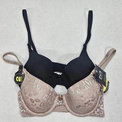 Pack de 2 sujetadores Maidenform negros nude encaje cobertura completa con aros 34B Foto 1 de 4
