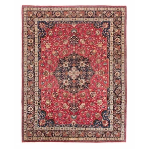 Mashhad 392x305 cm Alfombra persa anudada a mano Lana Orient Carpet Rug Rojo - Imagen 1 de 8