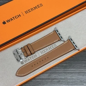 Correa de reloj Hermès Apple de cuero dorado para 38/40/41/42 mm serie 10 usada - Imagen 1 de 8