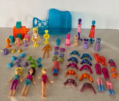 Polly Pocket Quik Clik House Of Style Accessories and Dolls Only NO HOUSE - Image 1 of 4