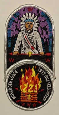 BSA OA Lodge 221 Muscogee 1993 Summer Fellowship Patch,Indian Waters Council,New - Image 1 of 2