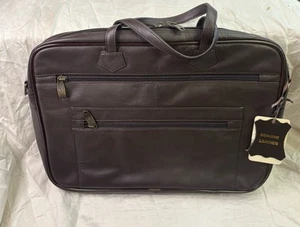 NWT Winn Leather Dark Brown Laptop Bag Style 2403 - Afbeelding 1 van 5