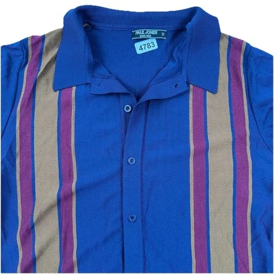 Suéter Polo PJ Paul Jones Para Hombre Real Pequeño De Colección Retro Azul Rayas Foto 1 de 4