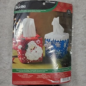 Nuevo Kit Bucilla 3D Navidad Fieltro Lentejuelas Caja Pañuelos Cubiertas Santa Copos de Nieve - Imagen 1 de 8
